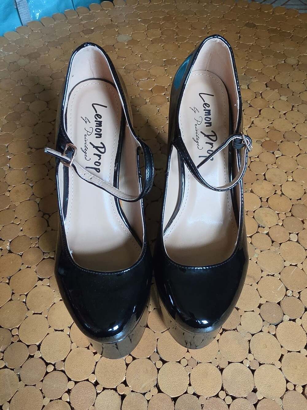 Lemon Drop by Privileged Sparkley Black Patent Mary Jane Platform Pumps